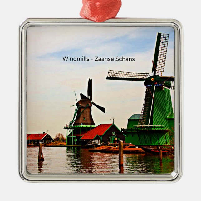Windmills-Zaanse Schans Metal Tree Decoration (Front)