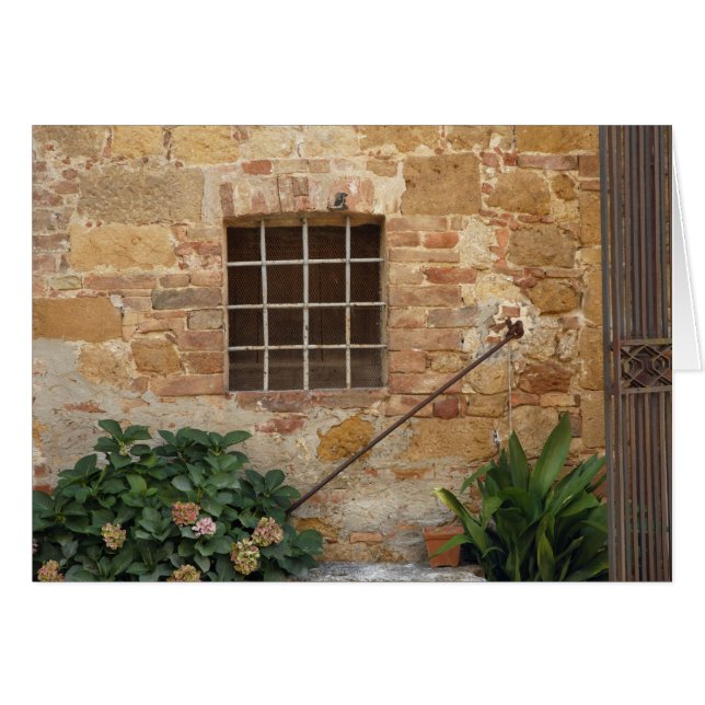 Window and ancient stone wall, Pienza, Italy (Front Horizontal)