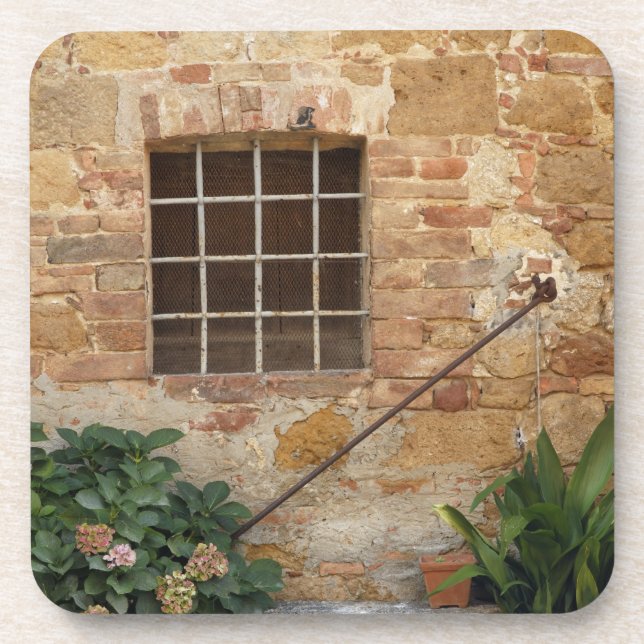 Window and ancient stone wall, Pienza, Italy Coaster (Front)