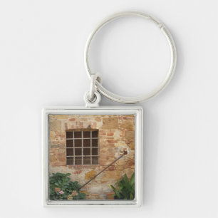 Window and ancient stone wall, Pienza, Italy Key Ring