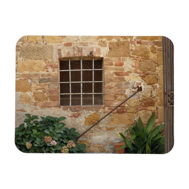 Window and ancient stone wall, Pienza, Italy Magnet (Horizontal)