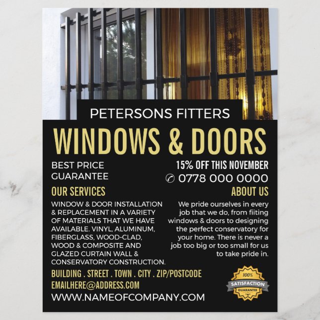 Window & Bars, Window & Door Fitter Company Flyer (Front)
