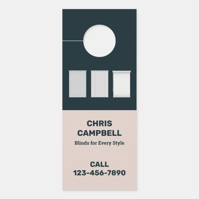 Window Blinds Custom QR Door Hanger (Front)