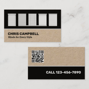 Window Blinds Custom QR Kraft Business Card