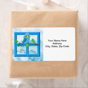 Window Blue Bird Labels