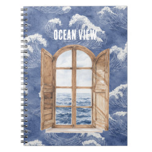 Window Blue Ocean View Waves Notebook