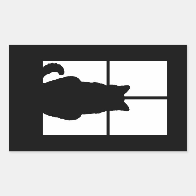 Window Cat Click to Customise Colour Decor Rectangular Sticker (Front)