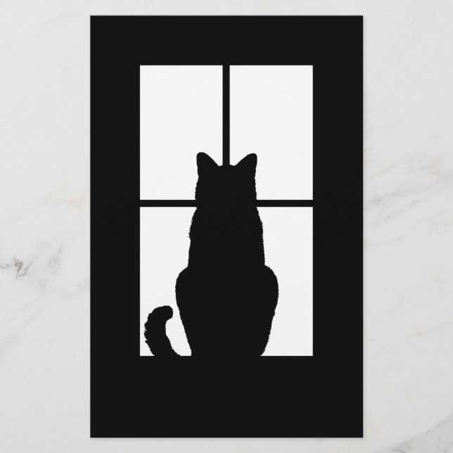 Window Cat Click to Customise Colour Decor Stationery (Front)