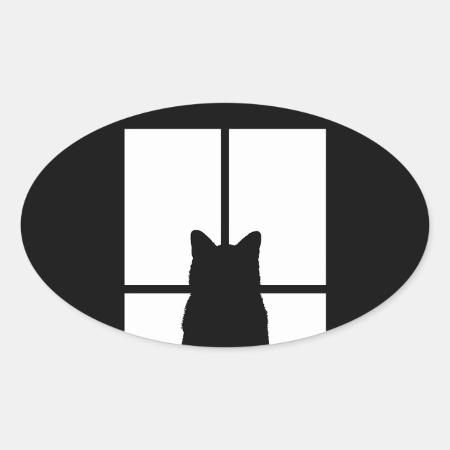Window Cat Click to Customise Get any colour decor Oval Sticker (Front)