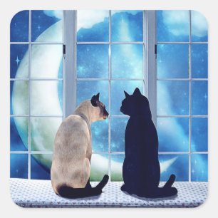 Window Cats Square Sticker
