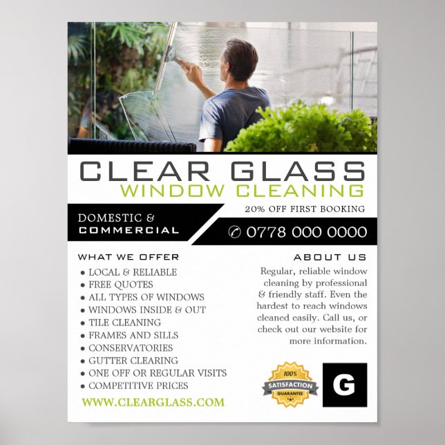 Window Cleaner, Cleaning Service Advertising Poster (Front)