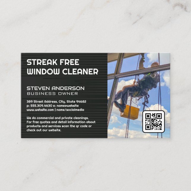 Window Cleaner | Office Building Business Card (Front)