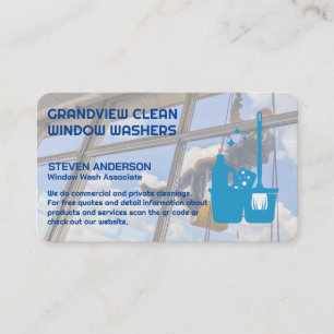 Window Cleaner on Building Commercial Cleaning Business Card