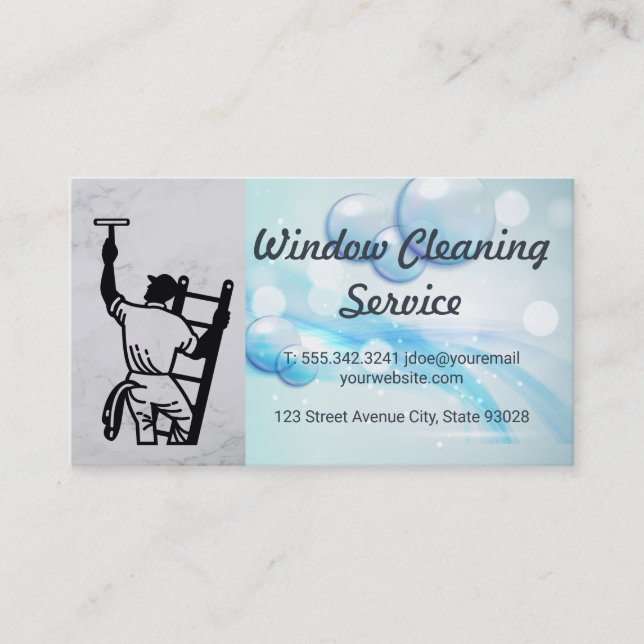 Window Cleaner | Soap Bubbles Business Card (Front)