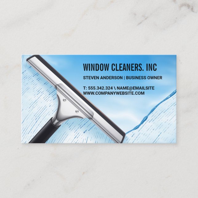 Window Cleaner Squeegee | House Service Business Card (Front)