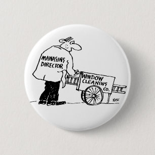 Window Cleaner with Window Cleaning Cart 6 Cm Round Badge