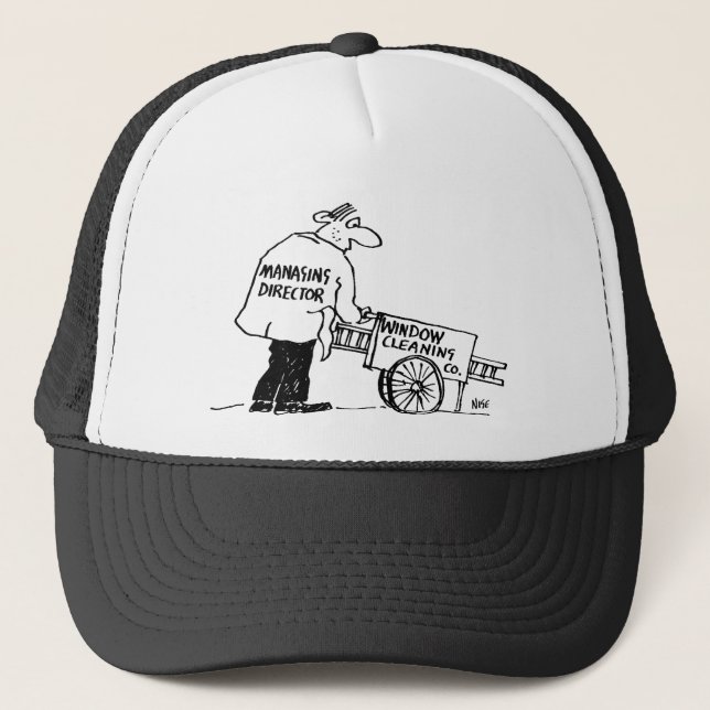 Window Cleaner with Window Cleaning Cart Trucker Hat (Front)