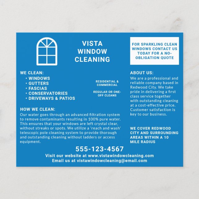 Window Cleaning Arched Window Blue Advertising Flyer (Front)