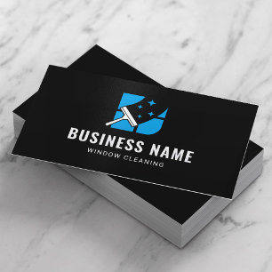 Window Cleaning House Cleaning Service Black Business Card