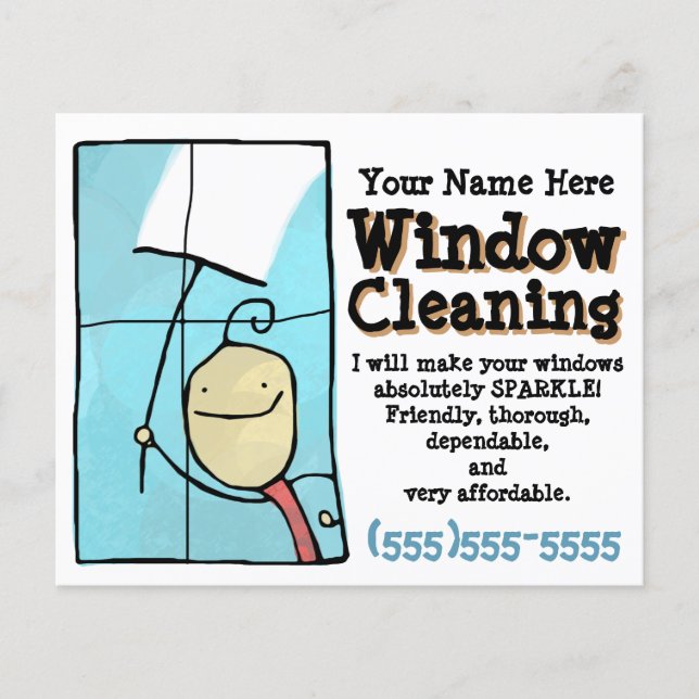 Window Cleaning. Promotional Marketing Sales Flyer (Front)