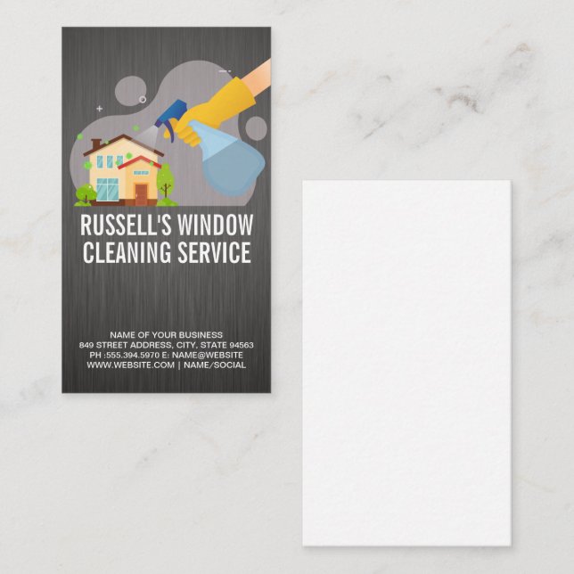 Window Cleaning Service Spray Home Business Card (Front/Back)