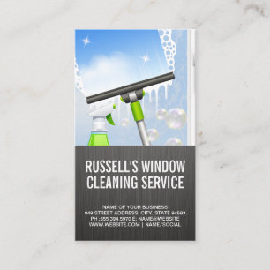 Window Cleaning Service Squeegee and Soap Business Card