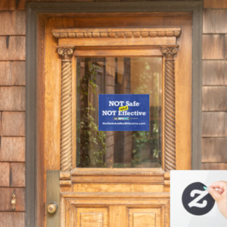 Window Cling - 11 x 8" with blue background.