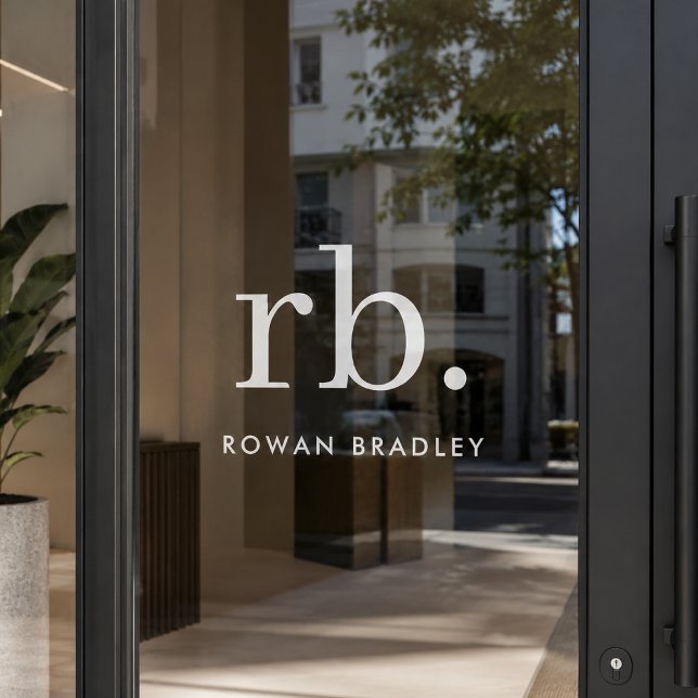 Window Cling | Custom Name Office Glass Door Decal (Personalized glass door decal with initials and name for business or personal spaces)