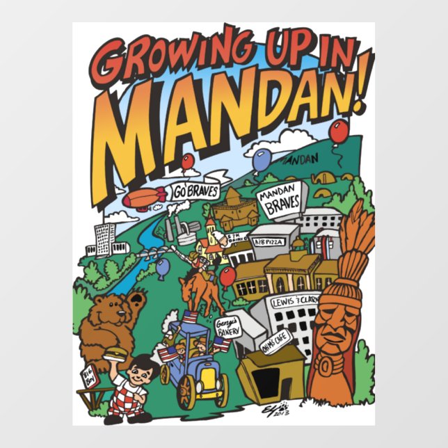 Window Cling "Growing up in Mandan" (Sheet)