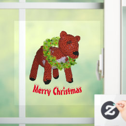 Window Cling - Reindeer with Wreath