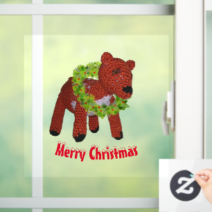 Window Cling - Reindeer with Wreath