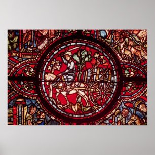 Window depicting a wine merchant poster