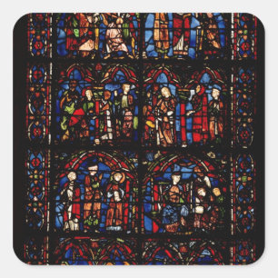 Window depicting scenes square sticker