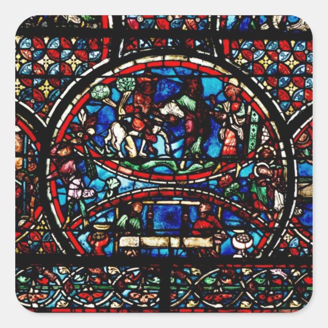 Window depicting the Good Samaritan Square Sticker (Front)