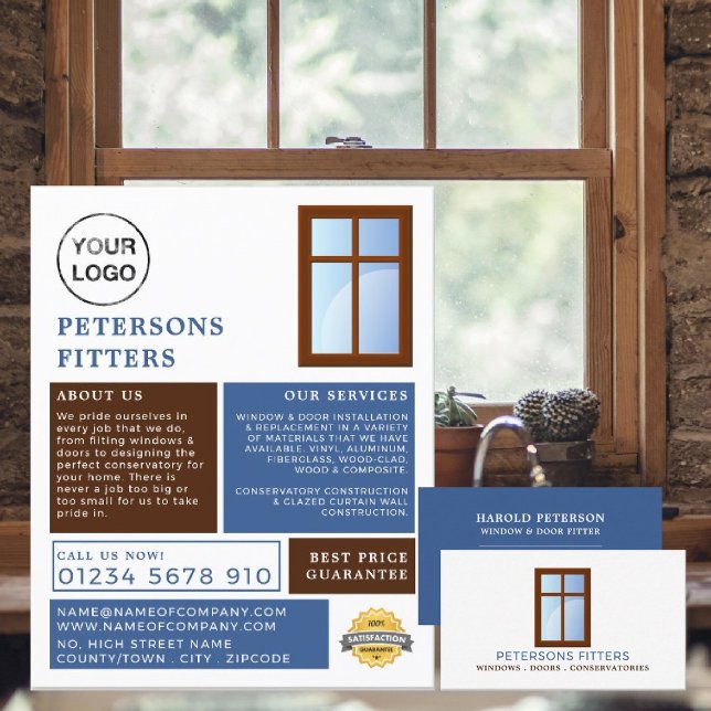 Window Design, Window & Door Fitter Company Business Card (Creator Uploaded)