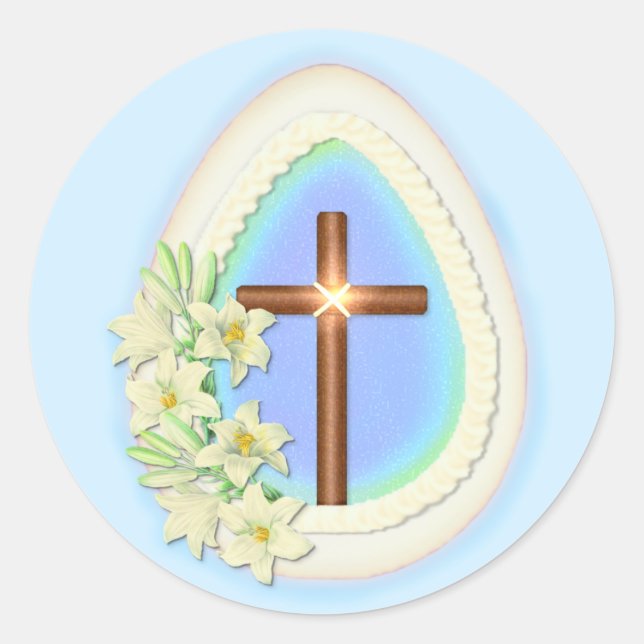 Window Egg and Cross Classic Round Sticker (Front)