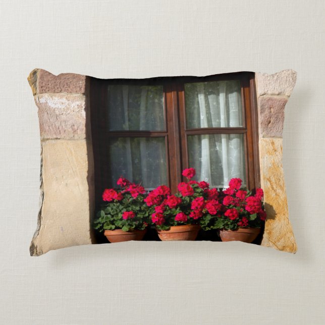 Window flower pots in village decorative cushion (Front)