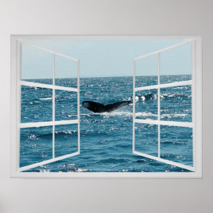 Window Frame with Whale Tail Poster