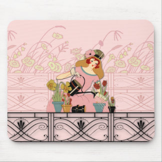 WINDOW GARDEN, ART DECO LADY: PEACHY PINK MOUSE PAD