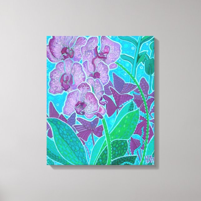Window Garden Orchid Flowers Floral Art Painting  Canvas Print (Front)
