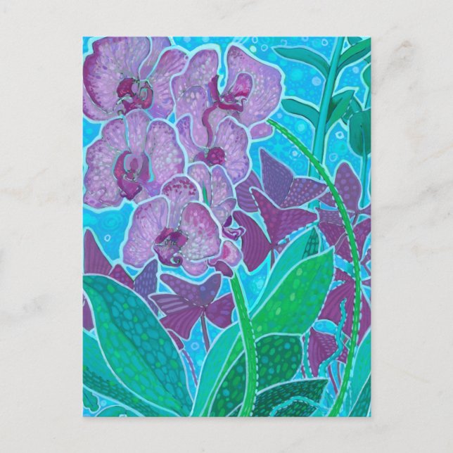Window Garden Orchid Flowers Floral Art Painting Postcard (Front)