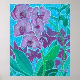 Window Garden Orchid Flowers Floral Art Painting Poster
