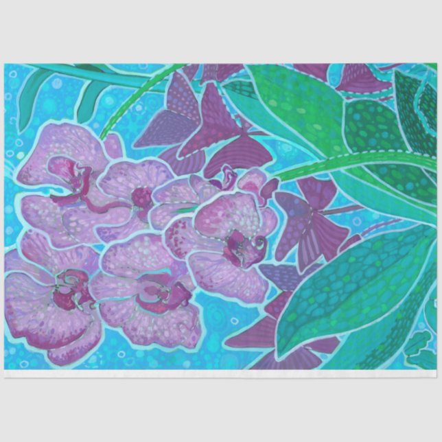 Window Garden Orchid Flowers Floral Botanical Art Tissue Paper (Front)