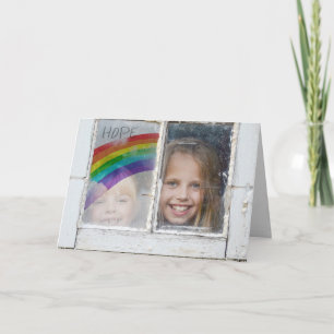 window hope rainbow sign with kids card