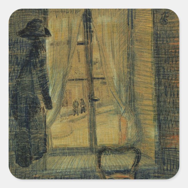 Window in Bataille Restaurant by Vincent van Gogh Square Sticker (Front)