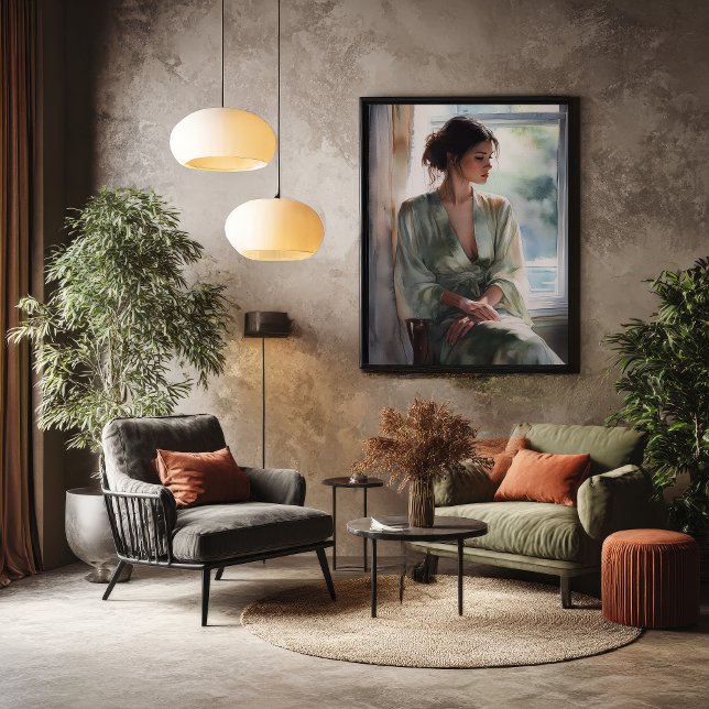 Window of Solitude: Watercolor Portrait Poster (Creator Uploaded)