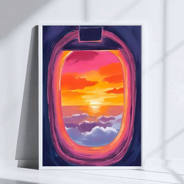 Window Seat Sunset Airplane Travel Painting Poster (Creator Uploaded)