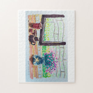 Window Tea and Flowers Jigsaw Puzzle