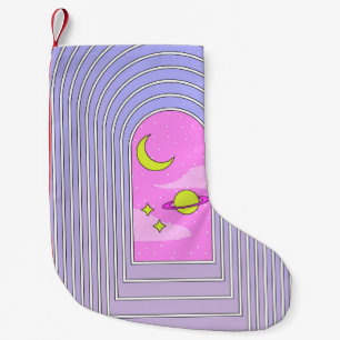 Window to the universe, esoteric cosmos digital ar small christmas stocking