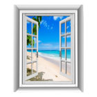 Window View Realistic 3D Sandy Beach Scene
